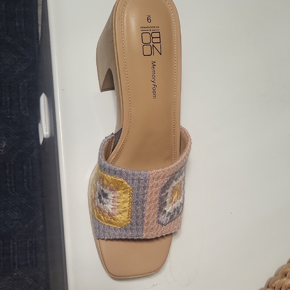 No Boundaries Tan and Multicolor Mules